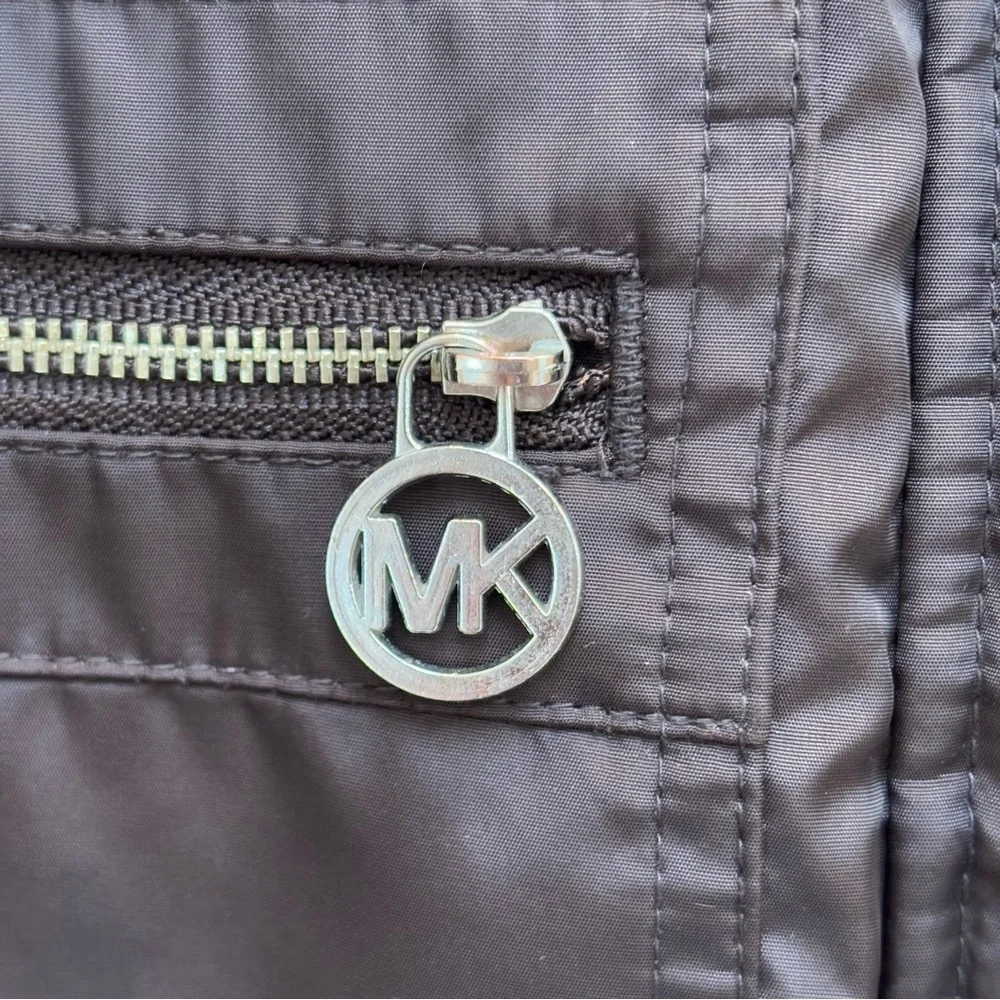 Michael Kors Zip Front Mid Length Parka Coat Removeable Hood Chocolate Brown S